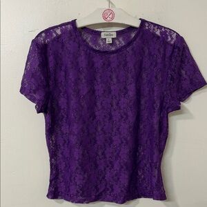 Purple Lace Women Top Y2K